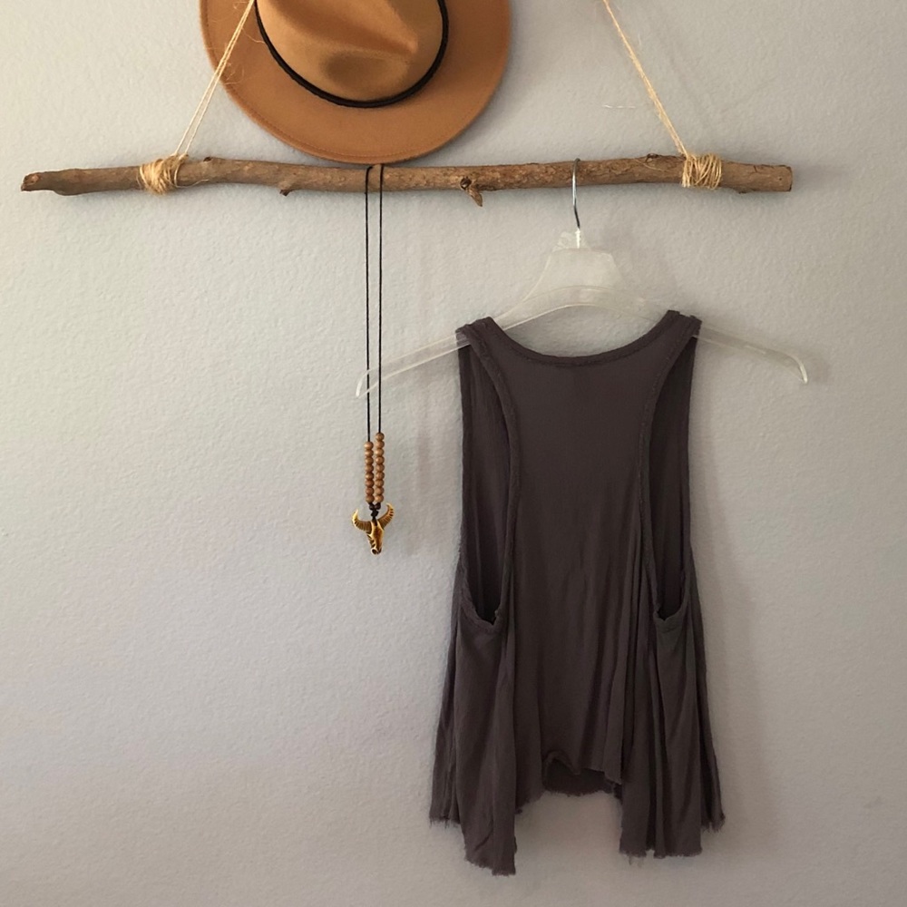 F21 Cropped Boho Racerback Top - Picture 2 of 7